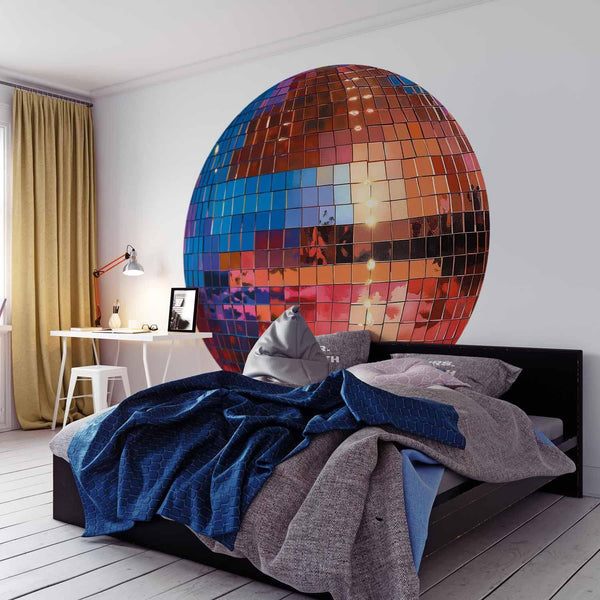 Carta da parati rotonda - Old gold disco ball