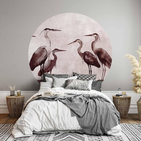 Carta da parati rotonda - Herons painted with ink