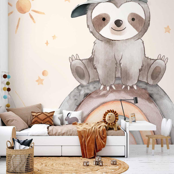 Carta da parati - Little Sloth Among Stars and Rainbows