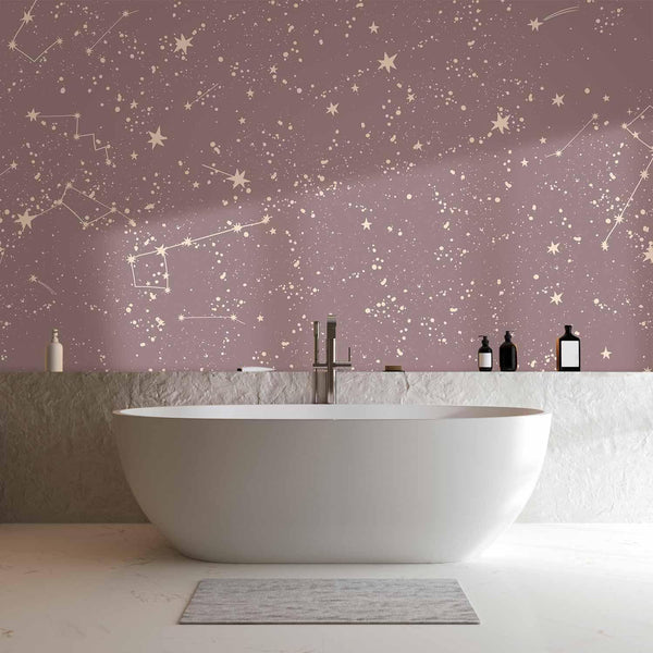 Carta da parati - Night Sky - Artistic Constellations and Stars in Pastel Shades