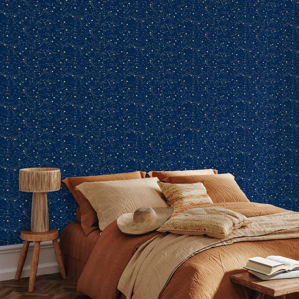 Tappezzeria murale - Cosmic Inspirations - Pattern with Stars and Constellations on a Dark Background