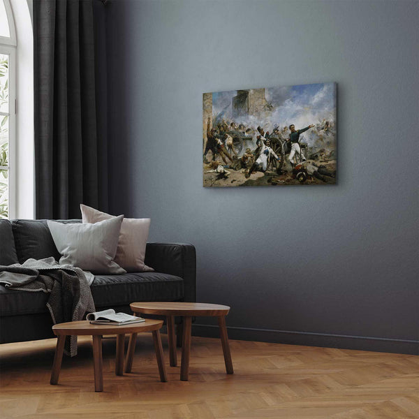 Quadro - Joaquín Sorolla y Bastida – The death of Pedro Velarde y Santillán during the defence of the Monteleon Artillery Barracks