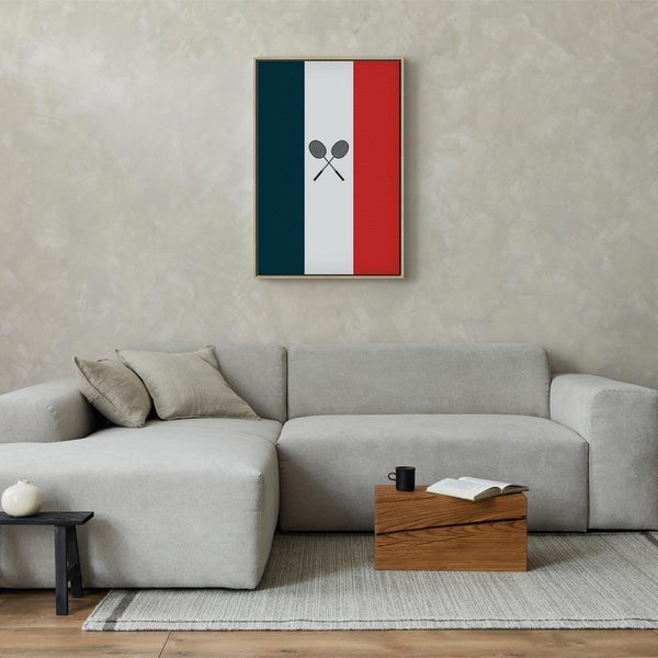 Quadro - Black Badminton Rackets Against the Backdrop of the French Flag