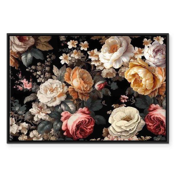 Quadro - Colourful flowers on a black background