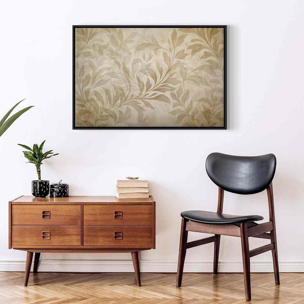 Quadro - Botanical Motif with Leaves and Vines in Sand Colors