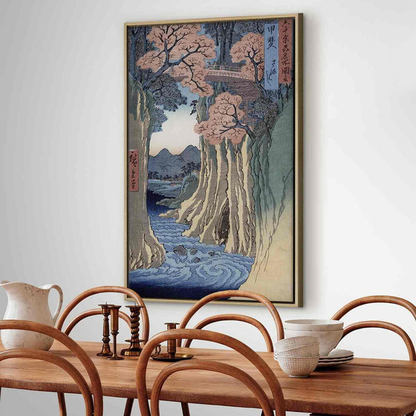 Quadro - Utagawa Hiroshige – The monkey bridge in the Kai province
