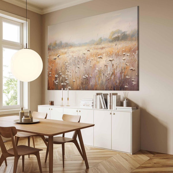 Quadro XXL - Impressionist meadow – field landscape in a pastel colour palette