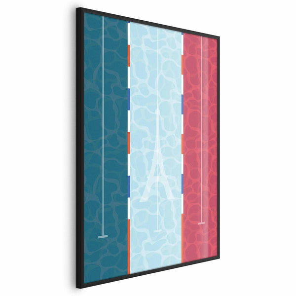 Poster - Illustration of a Pool Against the French Flag