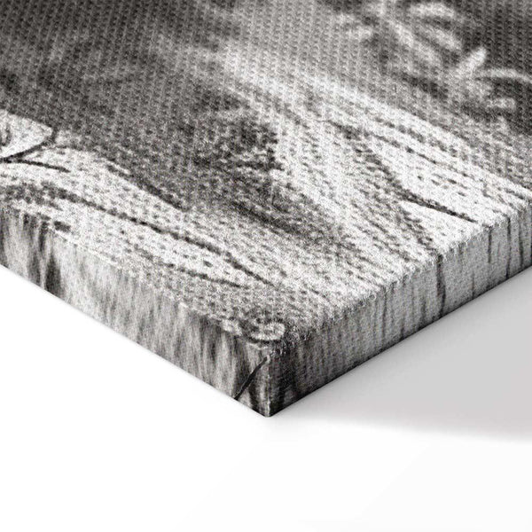 Quadro - Black and White Vintage Landscape Retro View of a Pond with a Boat