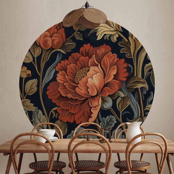 Carta da parati rotondi - Tapestry-style large retro flowers