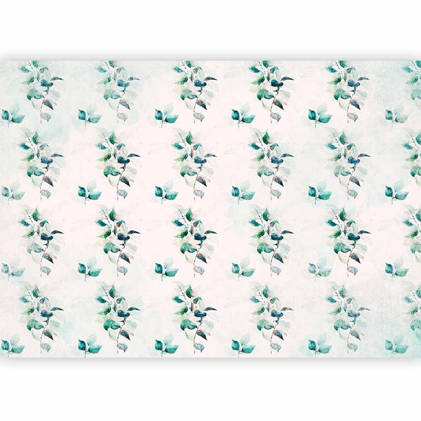 Carta da parati - Mint green nature - solid floral pattern with green leaves