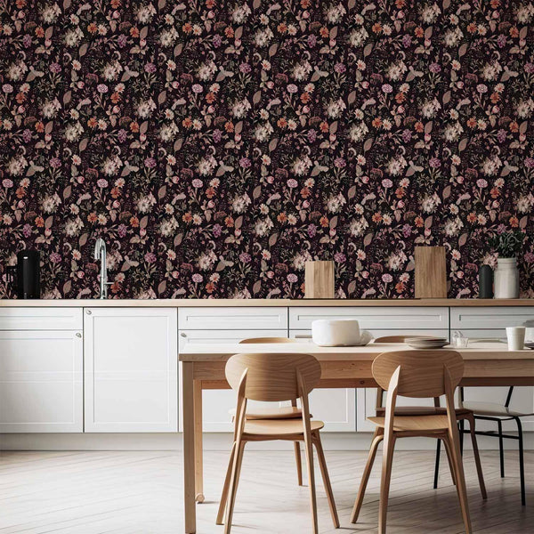 Tappezzeria murale - Fragrant flowers and herbs - plum