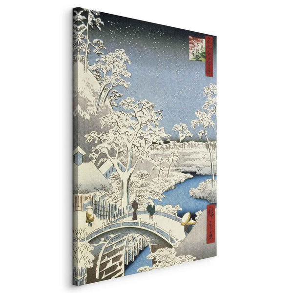 Quadro - Utagawa Hiroshige – Drum bridge and Setting Sun Hill at Meguro