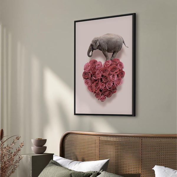 Quadro - Elephant Lover (1-part) - Elephant Amid Pink Flowers