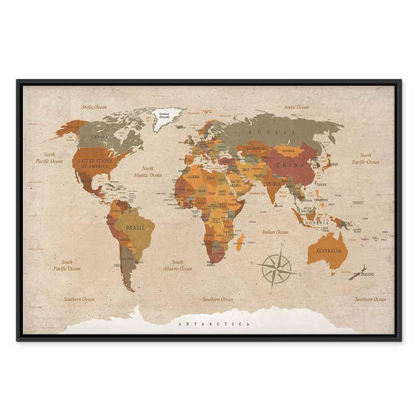 Quadro - World Map: Beige Chic