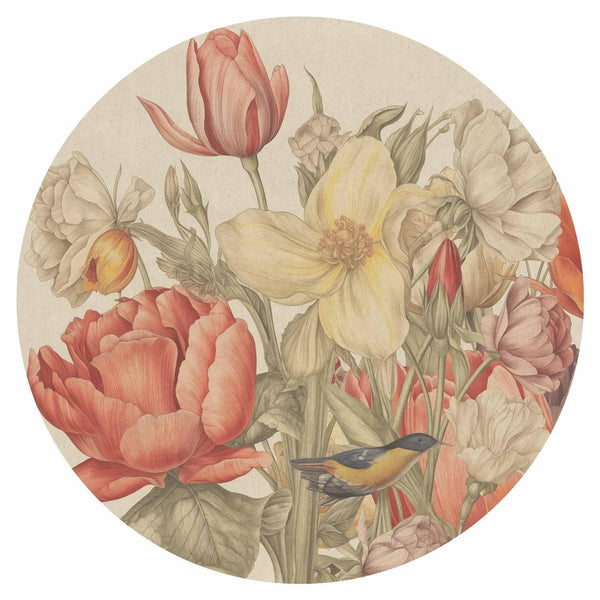 Carta da parati rotonda - Bouquet of flowers on a cream background