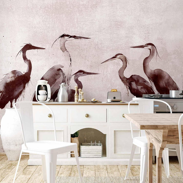 Carta da parati - Herons painted with ink