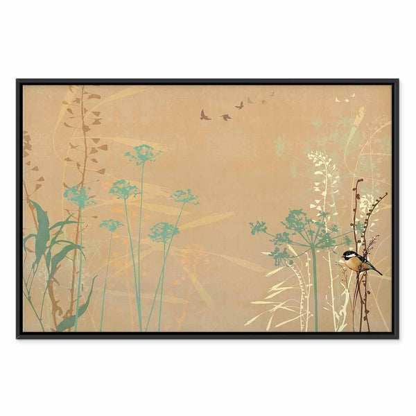 Quadro - Tiny Bird - Colorful Grasses in Golden Shades of Sunset