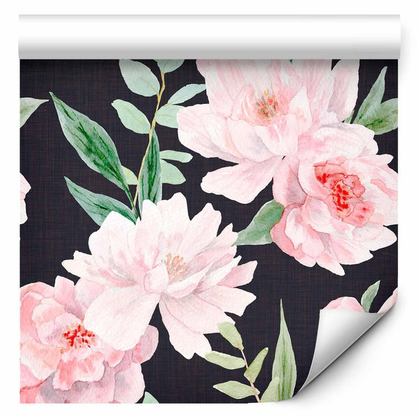 Tappezzeria murale - Peonies on graphite background