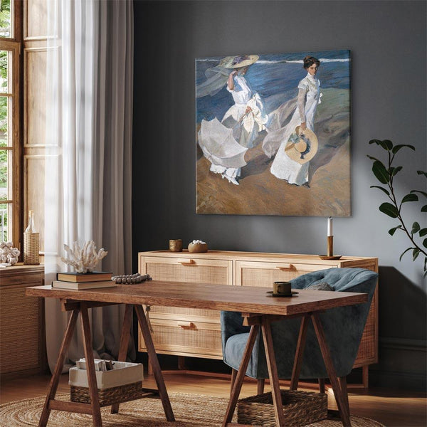 Quadro - Joaquín Sorolla y Bastida – Strolling along the Seashore