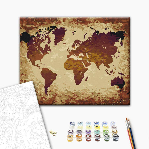 Quadro fai da te - World Map (Brown Colours)