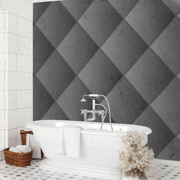 Carta da parati - Grey symmetry - geometric pattern in concrete pattern with light joints