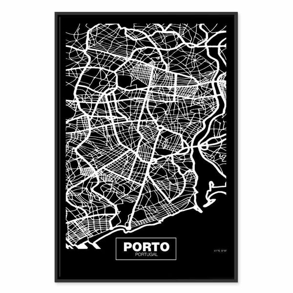 Quadro - Negative Map: Porto (1 Part) Vertical