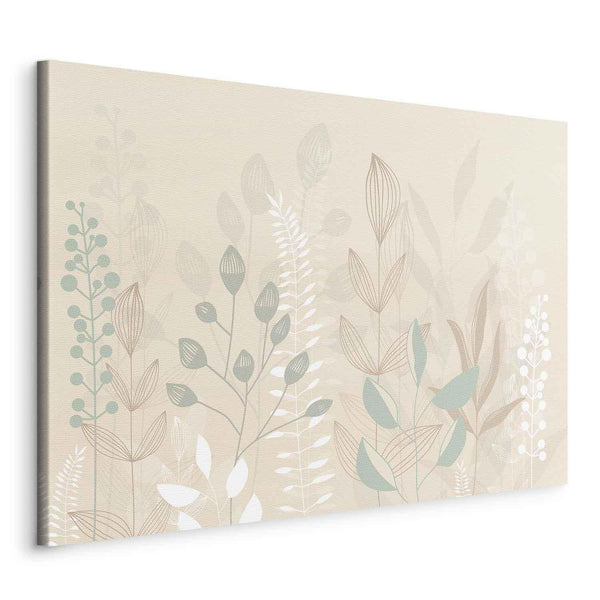 Quadro - Morning in the Meadow - Various Pastel Plants on a Beige Background