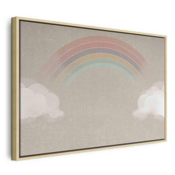 Quadro - Rainy June - Colorful Rainbow Emerging from Clouds on a Bright Background