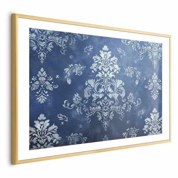 Poster - Retro Ornament in Worn Blues