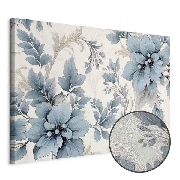 Quadro - Turquoise Flowers in Retro Ambience Floristic Ornaments