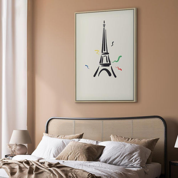 Quadro - Black Graphic Drawing of the Eiffel Tower on a Cream Background
