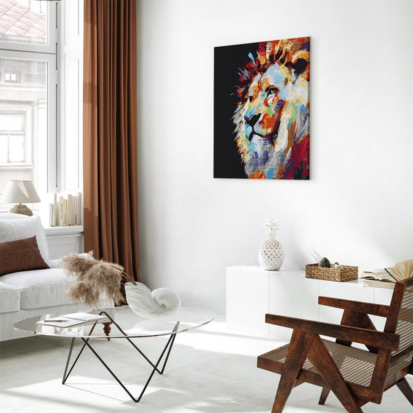 Quadro fai da te - Portrait of a Colourful Lion