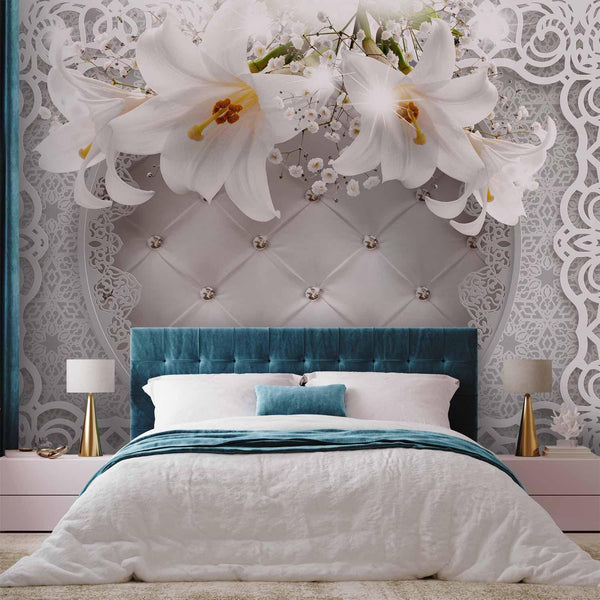 Carta da parati - Lilies and Quilted Background