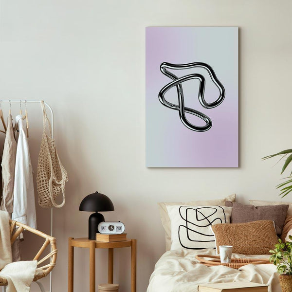 Quadro - Silver Intricacies - Fluid Metallic Figure on a Gradient Background