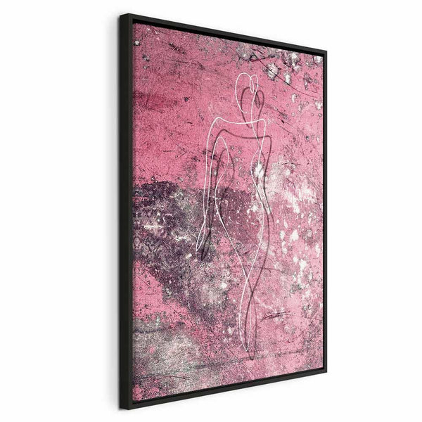 Quadro - Figure on Pink Background (1-part) - Female Silhouette in Marble