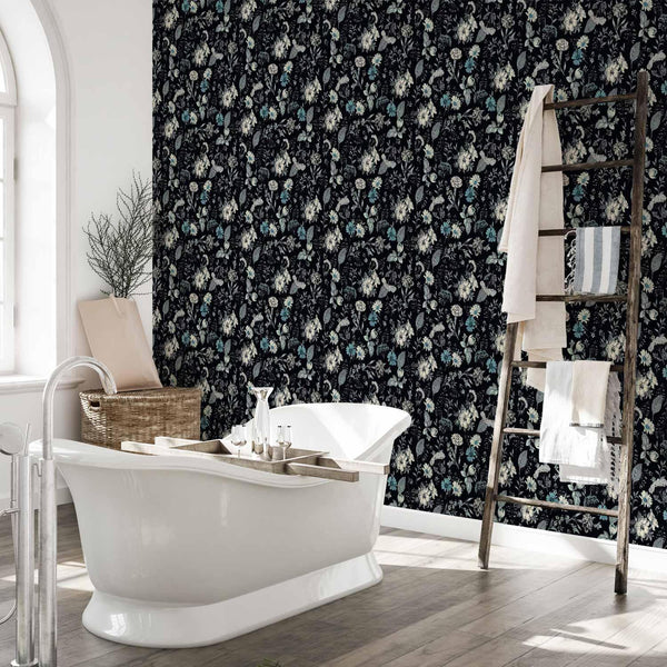 Tappezzeria murale - Fragrant flowers and herbs - blue