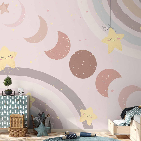 Carta da parati - Phases of the Moon Among Stars and Rainbows