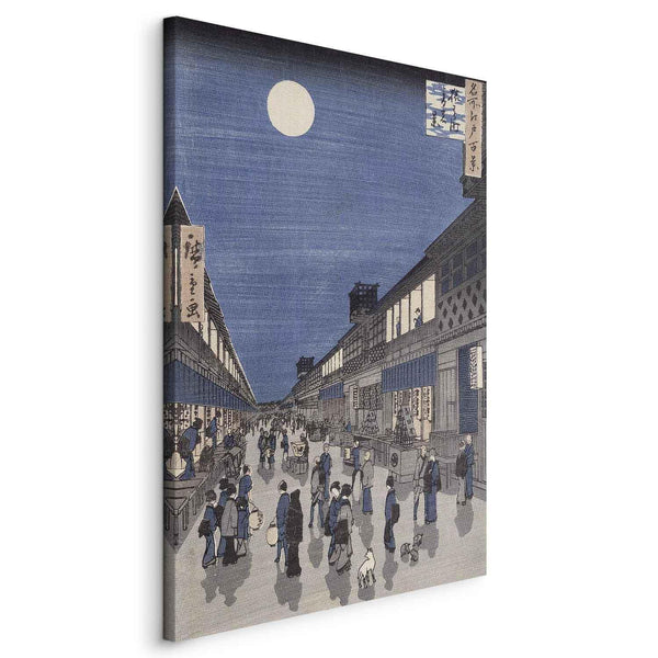 Quadro - Utagawa Hiroshige – Night time view of Saruwaka Street