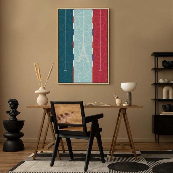 Quadro - Graphic Illustration of a Swimming Pool Against the Backdrop of the French Flag