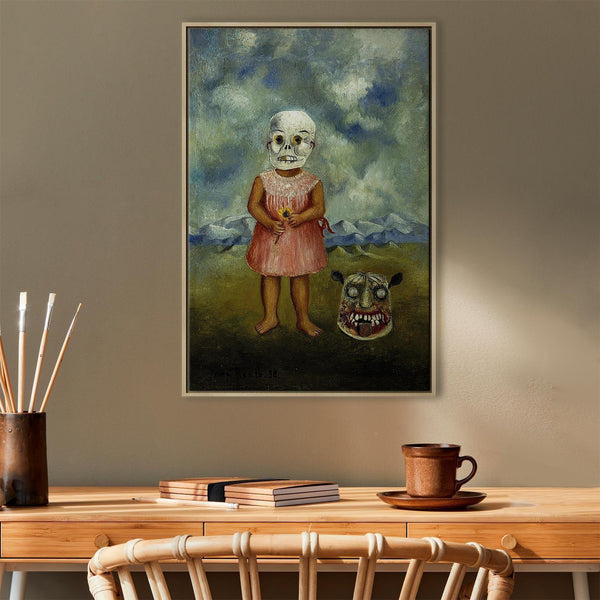 Quadro - Frida Kahlo – Girl with Death Mask (She Plays Alone)