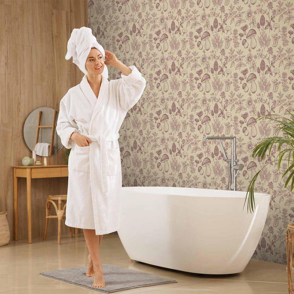 Tappezzeria murale - Beige mushrooms and herbs