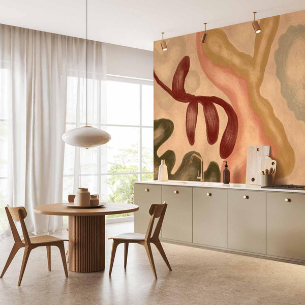 Carta da parati - Colorful shapes – worn-out figures in lime wash technique