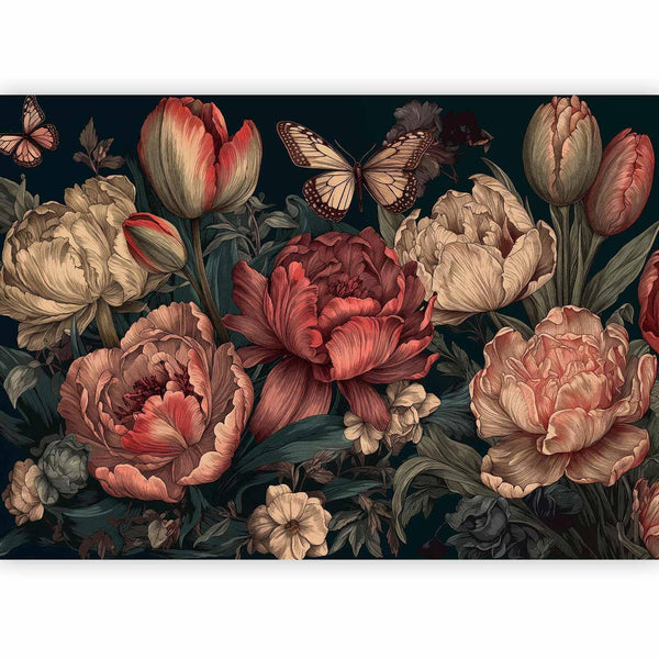 Carta da parati - Flowers on a turquoise background