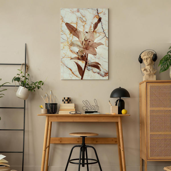 Quadro - Elegance of a Flower (1-part) - Delicate Lily on Marble in Sepia