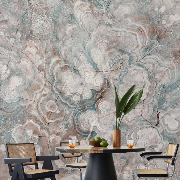 Carta da parati - Marble Flowers - Natural Stone Structures in Pastel Colours