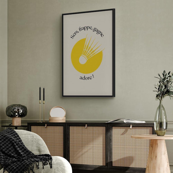 Quadro - Badminton Shuttlecock on a Yellow Circle Background
