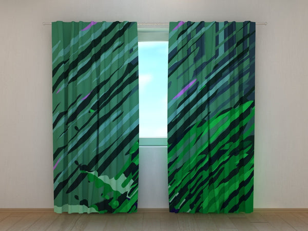 Foto Tende con Stampa Graziosa Illustrazione Verde