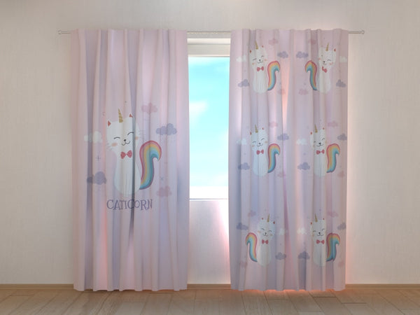 Foto Tende con Stampa Gatto Unicorno