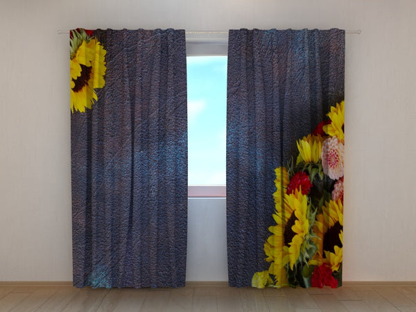 Foto Tende con Stampa Dalie e Girasoli